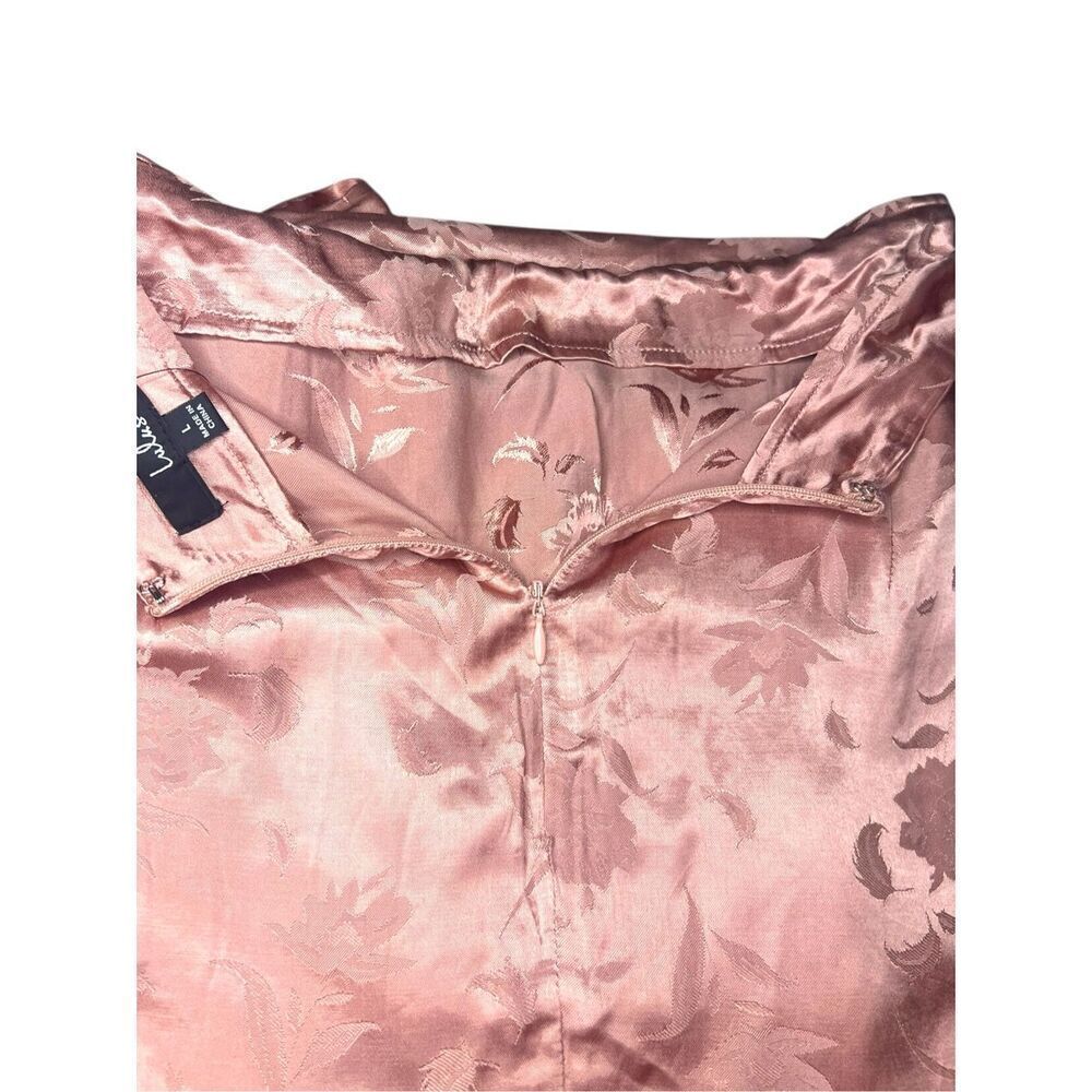 Lulu’s Women’s 6 Wrap Mini Skirt Pink Rose Gold Floral Satin Tie NEW - Picture 5 of 6